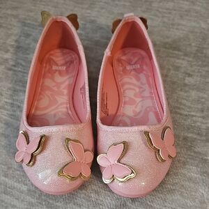 Glittery Pink Butterfly Dress Shoes for Kids